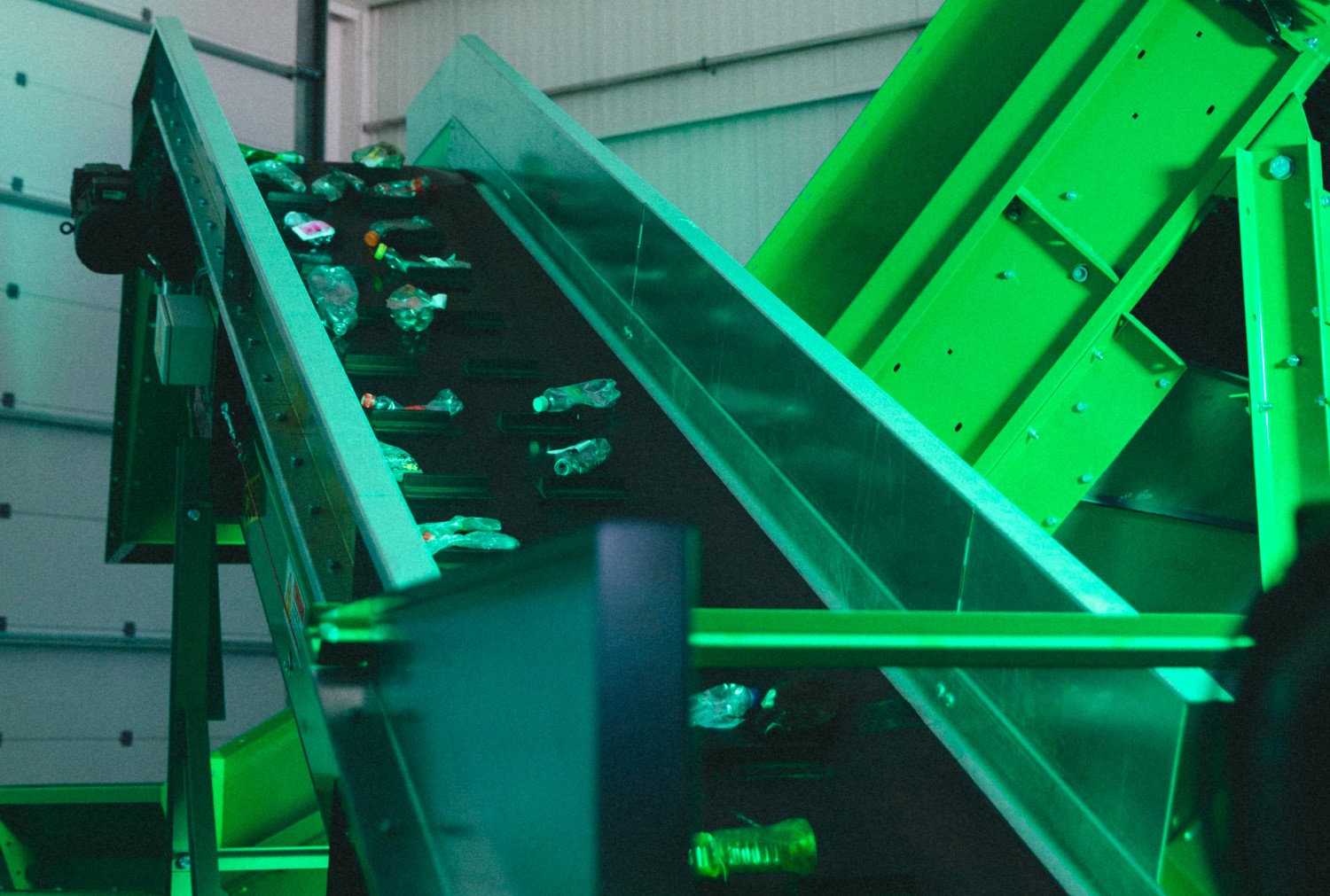 A conveyor with material on the belt